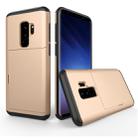 For Galaxy S9+ TPU + PC Dropproof Protective Back Cover Case with Card Slot(Gold) - 1