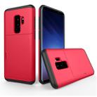 For Galaxy S9+ TPU + PC Dropproof Protective Back Cover Case with Card Slot(Red) - 1