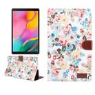 Flower Pattern Cloth Surface PC Horizontal Flip Leather Protective Case for Galaxy Tab A 10.1 2019 T510 & T515, with Holder & Card Slots & Wallet & Photo Frame (White) - 1