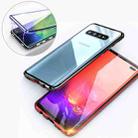 UltUltra Slim Double Sides Magnetic Adsorption Angular Frame Tempered Glass Magnet Flip Case for Galaxy S10, Screen Fingerprint Unlock Is Supported(Black Red) - 1