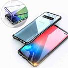 Ultra Slim Double Sides Magnetic Adsorption Angular Frame Tempered Glass Magnet Flip Case for Galaxy S10+, Screen Fingerprint Unlock Is Supported(Black) - 1
