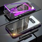 Ultra Slim Double Sides Magnetic Adsorption Angular Frame Tempered Glass Magnet Flip Case for Galaxy S10e, Screen Fingerprint Unlock Is Not Supported(Black purple) - 1