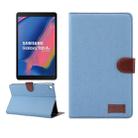 Denim Texture PC Horizontal Flip Leather Protective Case for Galaxy Tab A 8 (2019) P200 / P205  , with Holder & Card Slots & Wallet & Photo Frame(Blue) - 1