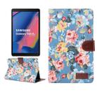 Flower Cloth Texture PC Horizontal Flip Leather Protective Case for Galaxy Tab A 8 (2019) P200 / P205  , with Holder & Card Slots & Wallet & Photo Frame(Blue) - 1