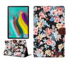 Flower Cloth Texture PC Horizontal Flip Leather Protective Case for Galaxy Tab S5e T720 / T725  , with Holder & Card Slots & Wallet & Photo Frame (Black) - 1