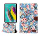 Flower Cloth Texture PC Horizontal Flip Leather Protective Case for Galaxy Tab S5e T720 / T725  , with Holder & Card Slots & Wallet & Photo Frame (Blue) - 1