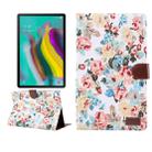 Flower Cloth Texture PC Horizontal Flip Leather Protective Case for Galaxy Tab S5e T720 / T725  , with Holder & Card Slots & Wallet & Photo Frame (White) - 1