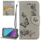 For Galaxy J3 (2017)(US Version) Butterflies Embossing Horizontal Flip Leather Case with Holder & Card Slots & Wallet & Lanyard(Grey) - 1