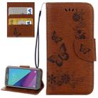 For Galaxy J3 (2017)(US Version) Butterflies Embossing Horizontal Flip Leather Case with Holder & Card Slots & Wallet & Lanyard(Brown) - 1