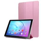 Silk Texture Horizontal Flip Leather Case with Three-Folding Holder for Galaxy Tab T510 (Pink) - 1