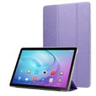 Silk Texture Horizontal Flip Leather Case with Three-Folding Holder for Galaxy Tab T510 (Purple) - 1