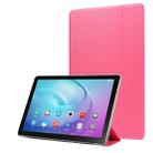 Silk Texture Horizontal Flip Leather Case with Three-Folding Holder for Galaxy Tab T725(Magenta) - 1