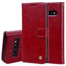 Business Style Oil Wax Texture Horizontal Flip Leather Case for Galaxy S10, with Holder & Card Slots & Wallet (Red) - 1