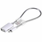 24cm 2A Micro USB to USB Aluminum Alloy Hose OTG Adapter Data Charging Cable with USB-C / Type-C Connector(Silver) - 1