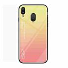 Gradient Color Glass Protective Case for Galaxy M20 (Yellow) - 1