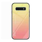 Gradient Color Glass Protective Case for Galaxy S10 (Yellow) - 1