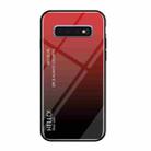 Gradient Color Glass Protective Case for Galaxy S10 Plus (Red) - 1