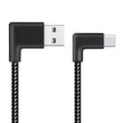 1m 2A USB to USB-C / Type-C Nylon Weave Style Double Elbow Data Sync Charging Cable - 1
