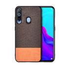 Shockproof Splicing PU + Cloth Protective Case for Galaxy A30 (Coffee) - 1