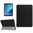 For Galaxy Tab S3 9.7 inch T820 / T825 Custer Texture Horizontal Flip Leather Case with 3-folding Holder(Black) - 1