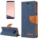 GOOSPERY CANVAS DIARY for Galaxy S8 Canvas Texture Horizontal Flip Leather Case with Card Slots & Wallet & Holder(Navy Blue) - 1