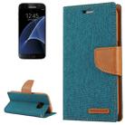 GOOSPERY CANVAS DIARY for Samsung  Galaxy S7 Canvas Texture Horizontal Flip Leather Case with Card Slots & Wallet & Holder(Green) - 1