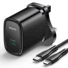 Yesido YC76BL PD 20W USB-C / Type-C Port Quick Charger with Type-C to 8 Pin Cable, UK Plug (Black) - 1