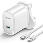 Yesido YC76L PD 20W USB-C / Type-C Port Quick Charger with Type-C to 8 Pin Cable, UK Plug (White) - 1