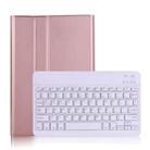 A860 For Samsung Galaxy Tab S6 10.5 inch T860 / T865 Detachable Bluetooth Keyboard Tablet Case with Pen Holder Elastic Strap (Rose Gold) - 1