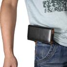 Men Glossy Texture Portable Mobile Phone Back Buckle Transverse Sleeve Waist Pack Leather Case for 6.3 Inch or Below Smartphones(Black) - 1