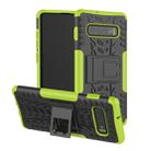 Tire Texture TPU+PC Shockproof Case for Galaxy S10+, with Holder (Green) - 1