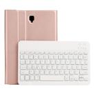 ST830S Bluetooth 3.0 Fine Wool Texture PU Leather ABS Detachable Seven-color Backlight Bluetooth Keyboard Leather Tablet Case for Samsung Galaxy Tab S4 10.5 inch T830 / T835, with Pen Slot & Holder (Rose Gold) - 1