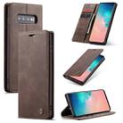 CaseMe-013 Multifunctional Retro Frosted Horizontal Flip Leather Case for Galaxy S10, with Card Slot & Holder & Wallet (Coffee) - 1