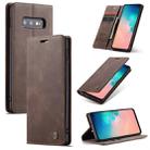 CaseMe-013 Multifunctional Retro Frosted Horizontal Flip Leather Case for Galaxy S10 E, with Card Slot & Holder & Wallet (Coffee) - 1