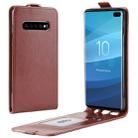 Business Style Vertical Flip TPU Leather Case for Galaxy S10+, with Card Slot (Brown) - 1