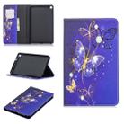 Colored Drawing Purple Butterfly Pattern Horizontal Flip Leather Case for Galaxy Tab A 8 (2019) P200 / P205, with Holder & Card Slots & Wallet - 1
