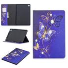 Colored Drawing Purple Butterfly Pattern Horizontal Flip Leather Case for Galaxy Tab S5e 10.5 T720 / T725, with Holder & Card Slots & Wallet - 1