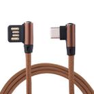 1m 2.4A Output USB to USB-C / Type-C Double Elbow Design Nylon Weave Style Data Sync Charging Cable(Coffee) - 1