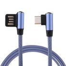 1m 2.4A Output USB to USB-C / Type-C Double Elbow Design Nylon Weave Style Data Sync Charging Cable(Blue) - 1