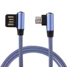 1m 2.4A Output USB to Micro USB Double Elbow Design Nylon Weave Style Data Sync Charging Cable, For Samsung, Huawei, Xiaomi, HTC, LG, Sony, Lenovo and other Smartphones(Blue) - 1