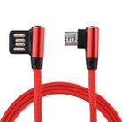1m 2.4A Output USB to Micro USB Double Elbow Design Nylon Weave Style Data Sync Charging Cable, For Samsung, Huawei, Xiaomi, HTC, LG, Sony, Lenovo and other Smartphones(Red) - 1