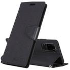GOOSPERY CANVAS DIARY For Galaxy S20 Ultra Canvas Texture Horizontal Flip PU Leather Case, with Holder & Card Slots & Wallet(Black) - 1