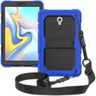 Shockproof PC + Silica Gel Protective Case for Galaxy Tab A 10.5 T590, with Holder & Shoulder Strap(Blue) - 1