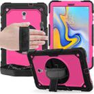 Shockproof Black Silica Gel + Colorful PC Protective Case for Galaxy Tab A 10.5 T590, with Holder & Shoulder Strap & Hand Strap & Pen Slot (Rose Red) - 1