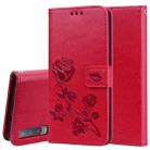 Rose Embossed Horizontal Flip PU Leather Case for Samsung Galaxy A7 (2018) , with Holder & Card Slots & Wallet (Red) - 1