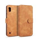 DG.MING Retro Oil Side Horizontal Flip Case for Galaxy A10, with Holder & Card Slots & Wallet (Brown) - 1
