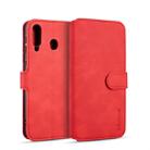 DG.MING Retro Oil Side Horizontal Flip Case for Galaxy M30, with Holder & Card Slots & Wallet (Red) - 1
