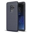 For Galaxy S9+ Litchi Texture Soft TPU Anti-skip Protective Cover Back Case(Navy Blue) - 1