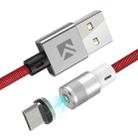 FLOVEME 1m 2A Output 360 Degrees Casual USB to Micro USB Magnetic Charging Cable, Built-in Blue LED Indicator(Red) - 1