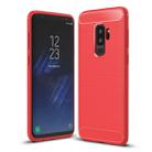 For Galaxy S9+ Brushed Carbon Fiber Texture Soft TPU Anti-skip Protective Cover Back Case(Red) - 1